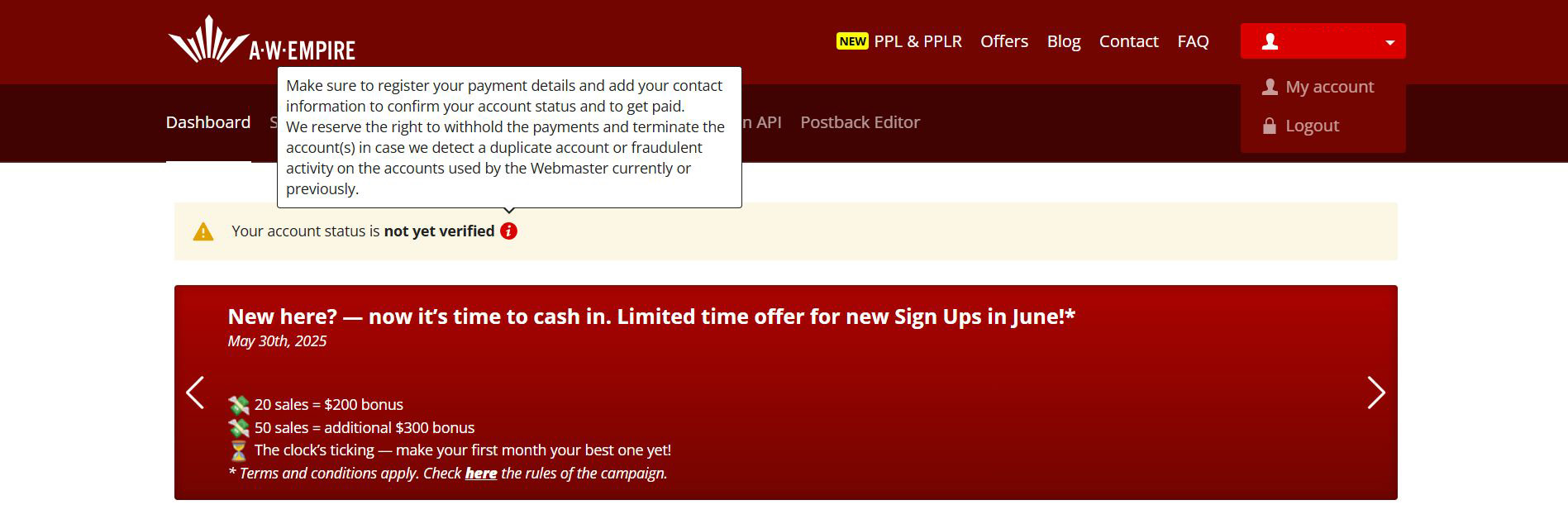 Why is my account not verified despite adding my info A.W. Empire FAQ