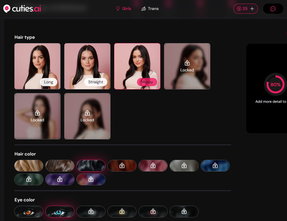 Cuties.ai Ai character customisation